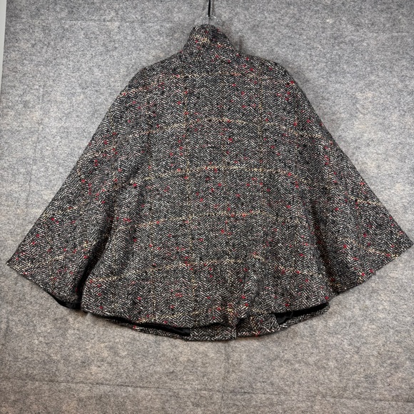 Toni T Gray Tweed Cape Jacket Size 3X Wool Alpaca Blend Button Front Poncho Coat - Picture 13 of 16